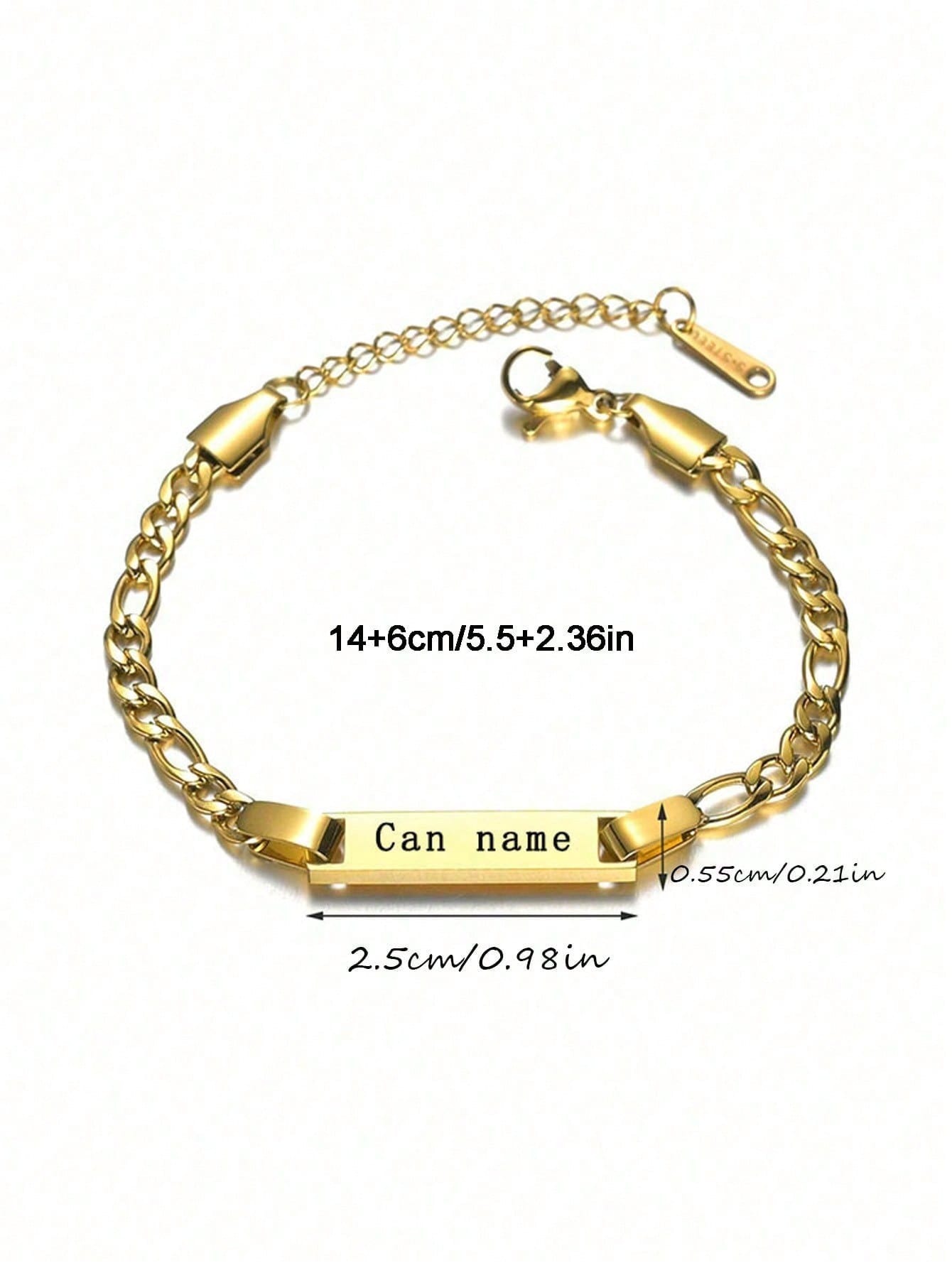 Personalized Baby Name Bracelets for Boys and Girls Custom Gold-Plated Stainless Steel Bar ID Bracelets